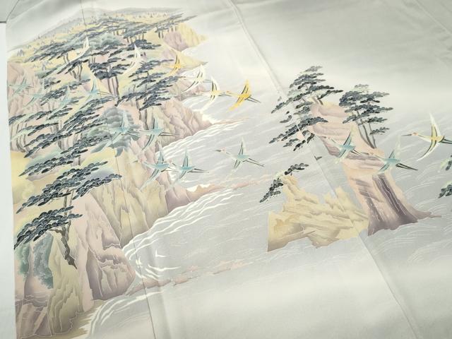 平和屋着物●本加賀友禅作家 白坂幸蔵 色留袖 陸中 三王岩 飛鶴浜松文 暈し染め 正絹 逸品 CABI2021yc