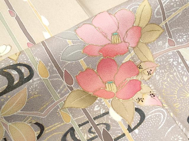平和屋着物●京加賀友禅 百貫達雄 訪問着 流水枝花文 暈し染め 金銀彩 正絹 逸品 CABI2030yc