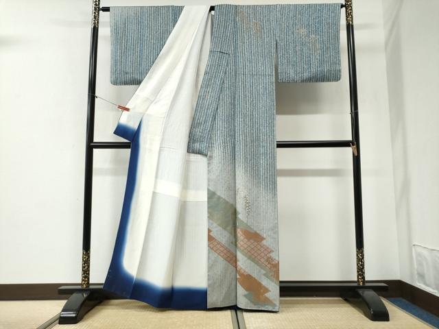 平和屋着物●訪問着 刺繍 吉祥枝垂れ花文 暈し染め 金彩 正絹 逸品 未使用 CABI2035yc