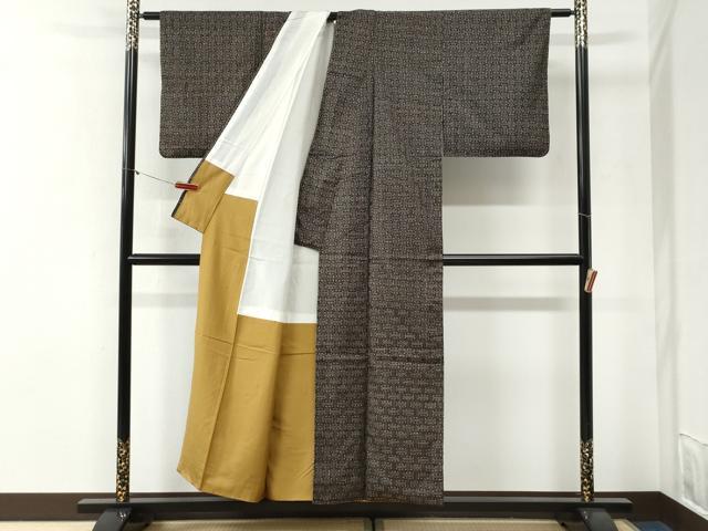 平和屋着物●本場大島紬 龍郷絣 秋名バラ 正絹 逸品 CABI2036yc