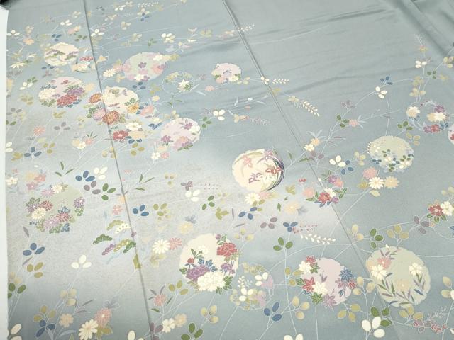 平和屋着物●訪問着 作家物 駒刺繍 雪輪草花文 暈し染め 正絹 逸品 CABI2037yc