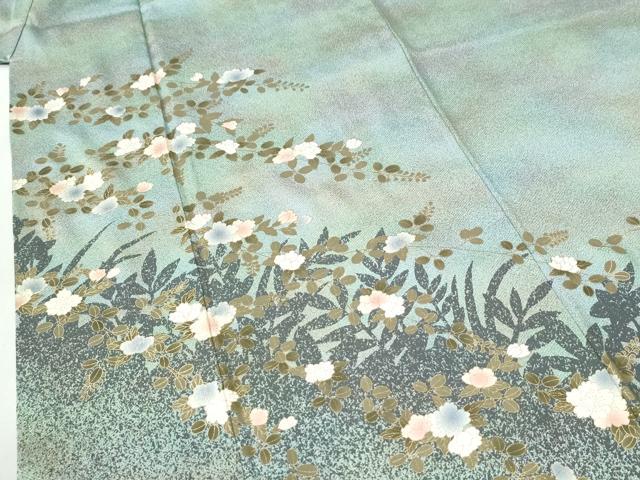 平和屋着物●訪問着 草花文 シルエット 暈し染め 金彩 正絹 逸品 CABI2042yc