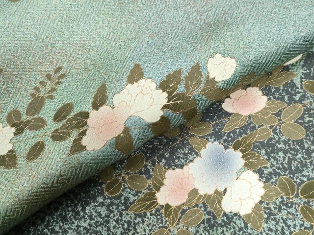 平和屋着物●訪問着 草花文 シルエット 暈し染め 金彩 正絹 逸品 CABI2042yc