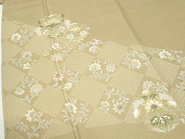 平和屋着物●豪華色留袖 変わり市松更紗花唐草文 金彩 正絹 逸品 CABI2043yc