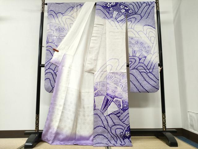 平和屋着物●豪華振袖 総絞り 片輪車花唐草文 暈し染め 正絹 逸品 CABI2045yc