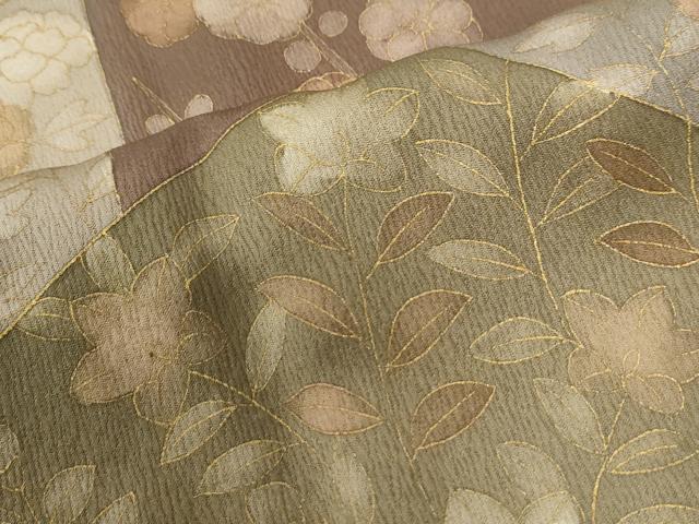 平和屋着物●銀座きしや 道行コート 切嵌草花文 金彩 たとう紙付き 正絹 逸品 CABI2047yc