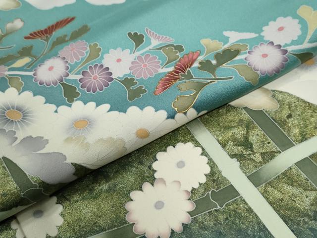 平和屋着物●訪問着 竹垣枝菊文 暈し染め 金彩 正絹 逸品 未使用 CABI2048yc