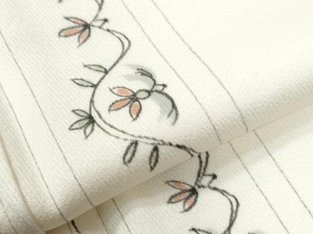 平和屋着物●上質な小紋 手描き 花唐草間道 正絹 逸品 CABI2050yc