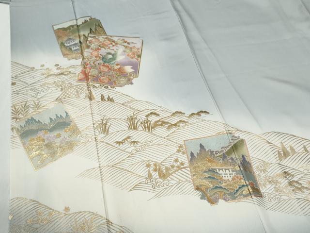 平和屋着物●金彩友禅 卓越技能者・名工・和田光正 色留袖 破れ色紙鴛鴦浜松風景 暈し染め 金彩 さが美扱い 正絹 逸品 CABI2051yc