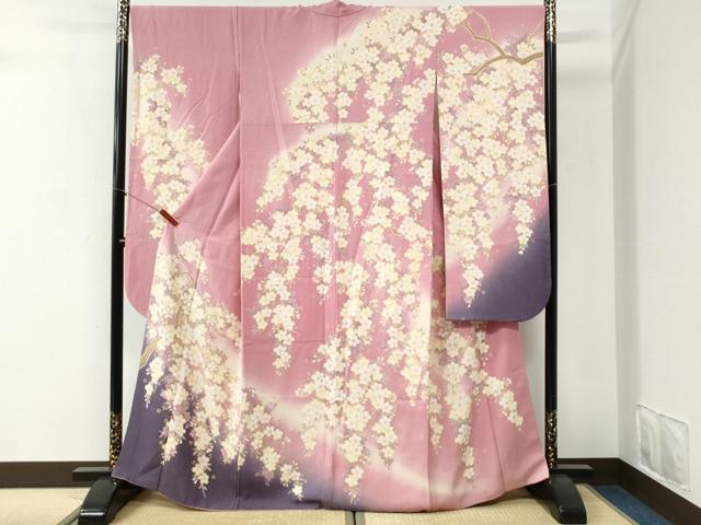 平和屋着物●豪華振袖 駒刺繍 舞桜文 暈し染め 金通し地 正絹 逸品 CABI2054yc