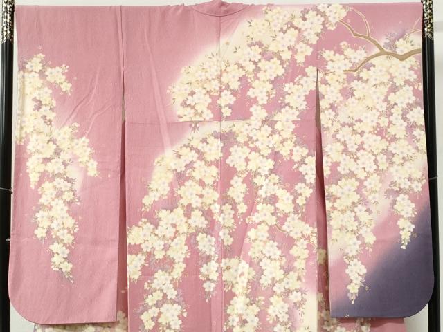 平和屋着物●豪華振袖 駒刺繍 舞桜文 暈し染め 金通し地 正絹 逸品 CABI2054yc