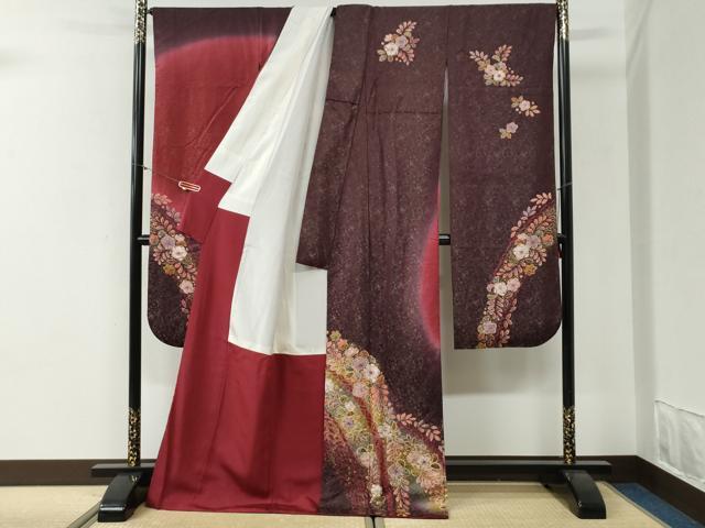 平和屋着物●越後十日町の一流染匠 桐屋・翠山工房 徳永憲峯 振袖 辻が花 暈し染め 金通し地 正絹 逸品 CABI2055yc