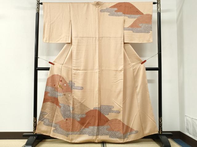 平和屋着物●訪問着 駒刺繍 絞り 遠山霞流水舞花文 金彩 正絹 逸品 CABI2062yc