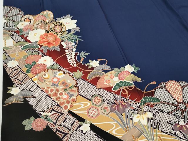 平和屋着物●豪華振袖・長襦袢セット 駒刺繍 鬘帯鼓雪輪吉祥花文 金彩 正絹 逸品 CABI2071yc