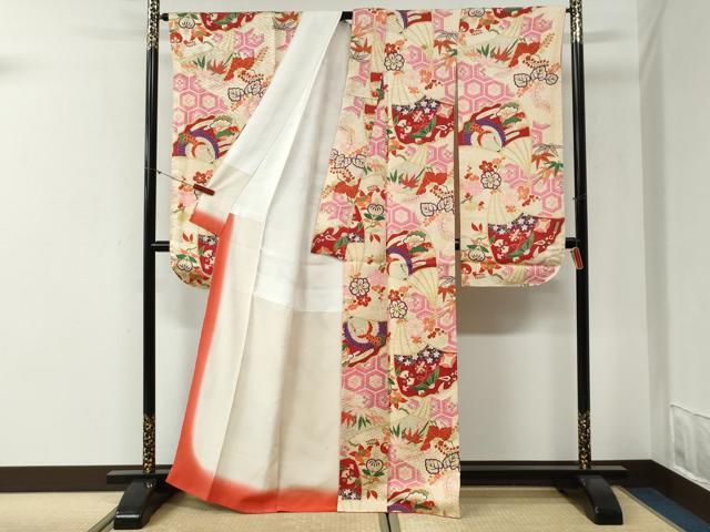 平和屋本店●アンティーク 大正ロマン 振袖・長襦袢セット 飛鶴宝尽くし吉祥文 金彩 正絹 逸品 CABI2074yc