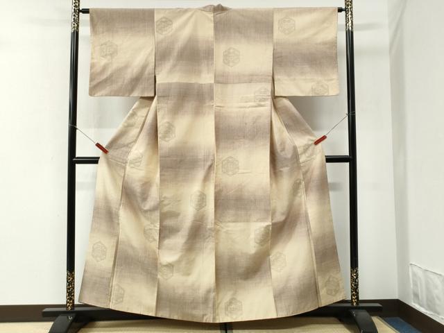 平和屋着物●結城紬 80亀甲 飛び亀甲柄 市松亀甲花文 正絹 逸品 CABI2082yc