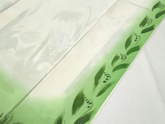 平和屋着物●訪問着 本場染大島紬 手描き 草花文 ロング丈 正絹 逸品 CABI2088yc