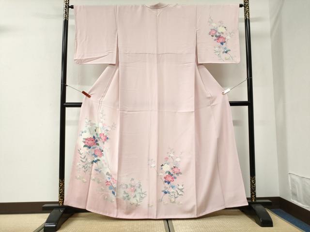 平和屋着物●訪問着 友禅 枝牡丹花文 暈し染め 正絹 逸品 CABI2095yc