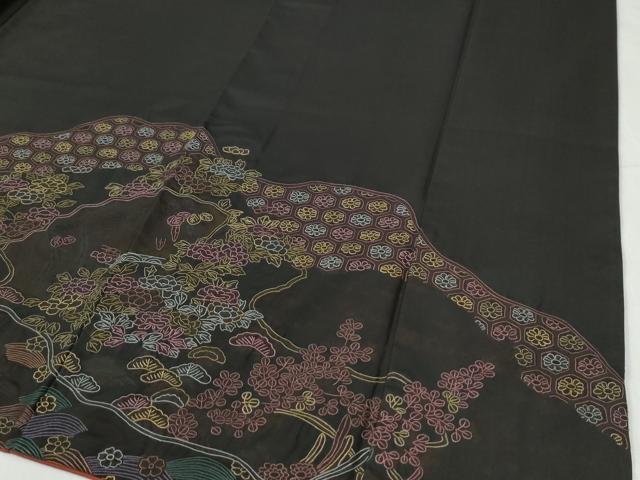 平和屋着物●訪問着 本場大島紬 総刺繍 正絹 逸品 CABI2111yc
