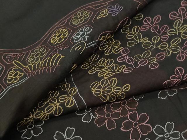 平和屋着物●訪問着 本場大島紬 総刺繍 正絹 逸品 CABI2111yc