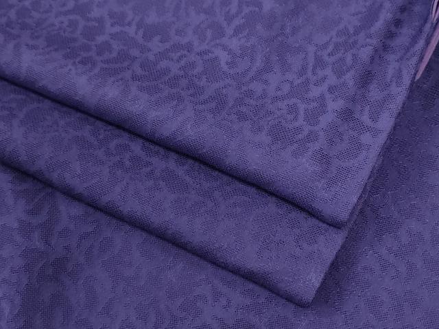 平和屋着物●上質な色無地 唐草地紋 深紫色 正絹 逸品 CABI2113yc