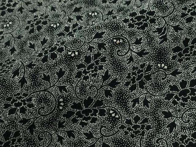 平和屋着物●江戸小紋 作家物 牡丹唐草文 黒地 正絹 逸品 CABI2117yc
