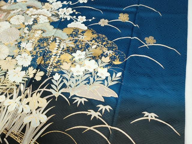 平和屋着物●訪問着 駒刺繍 流水松竹梅御所車花文 金彩 正絹 逸品 CABI2123yc