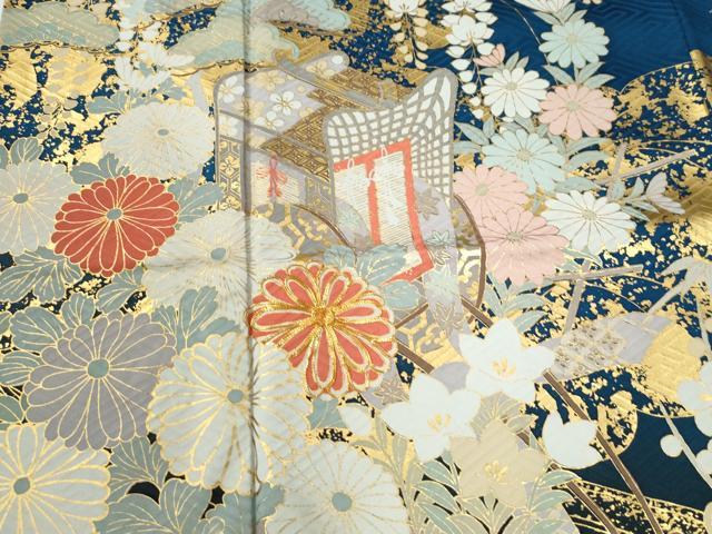 平和屋着物●訪問着 駒刺繍 流水松竹梅御所車花文 金彩 正絹 逸品 CABI2123yc