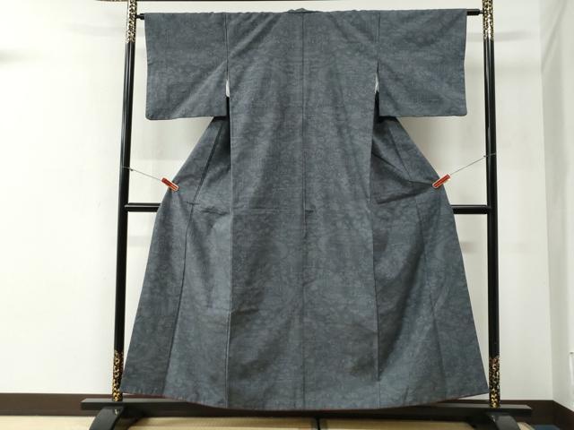 平和屋着物●結城紬 80亀甲 草花文 正絹 逸品 CABI2124yc