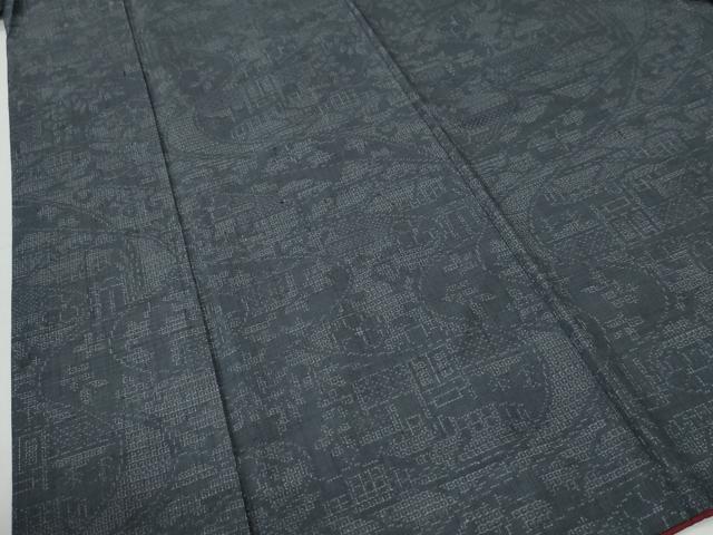 平和屋着物●結城紬 80亀甲 草花文 正絹 逸品 CABI2124yc