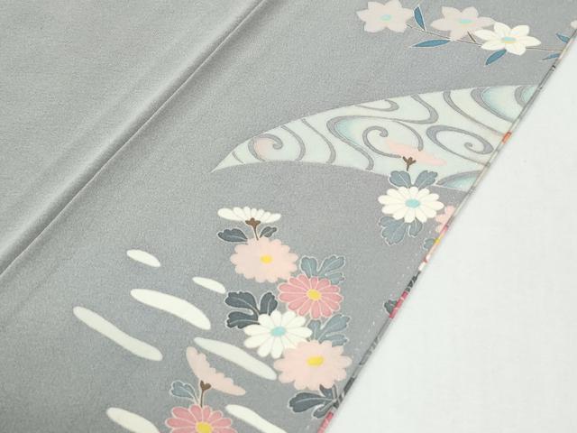 平和屋着物●訪問着 友禅 流水枝花文 暈し染め 無落款 正絹 逸品 CABI2125yc