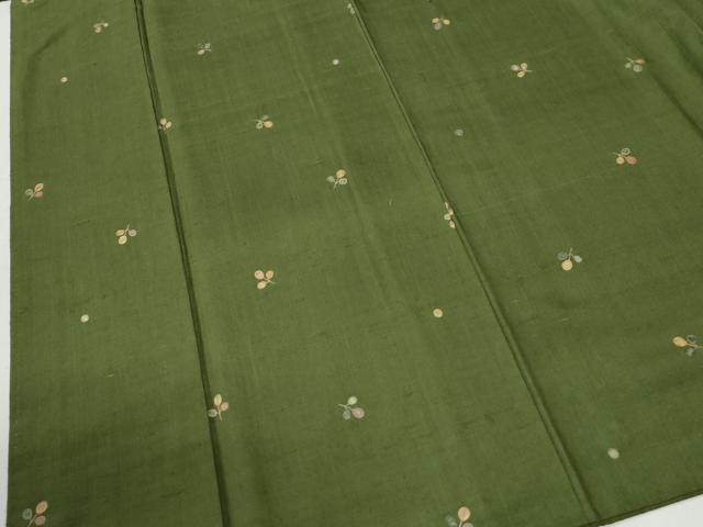 平和屋着物●上質な紬 総刺繍 枝葉文 正絹 逸品 CABI2126yc