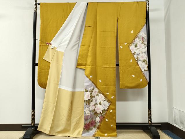 平和屋着物●豪華振袖 草花文 金彩 正絹 逸品 CABI2134yc