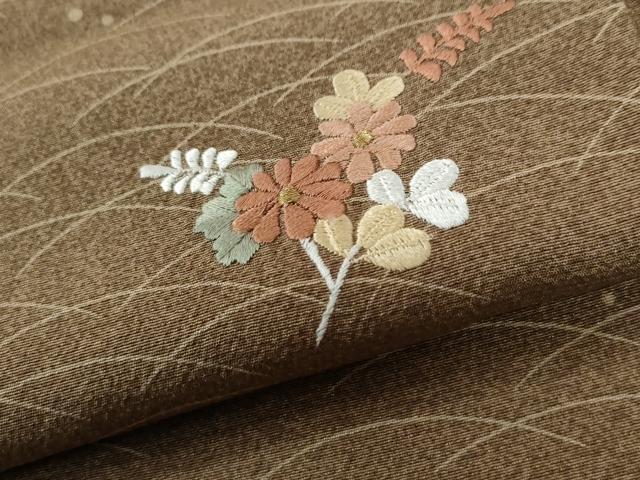 平和屋着物●訪問着 総刺繍 露芝雪輪草花文 暈し染め 金銀彩 正絹 逸品 CABI2137yc