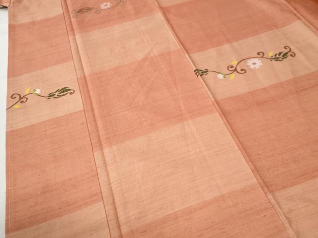 平和屋着物●上質な紬 市松花唐草文 正絹 逸品 未使用 CABI2147yc