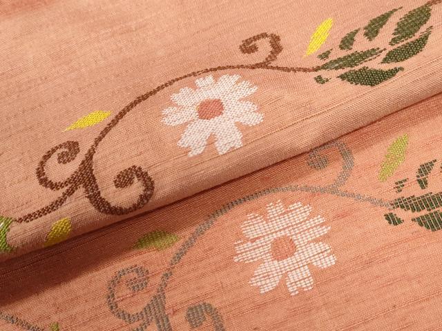 平和屋着物●上質な紬 市松花唐草文 正絹 逸品 未使用 CABI2147yc