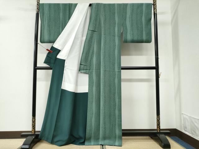 平和屋着物●江戸小紋 よろけ縞花文 正絹 逸品 CABI2153yc