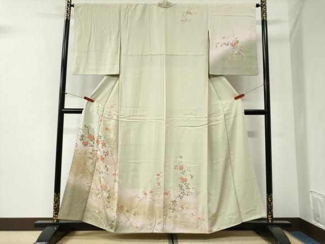 平和屋着物●訪問着 流水枝花文 暈し染め 金彩 正絹 逸品 CABI2161yc