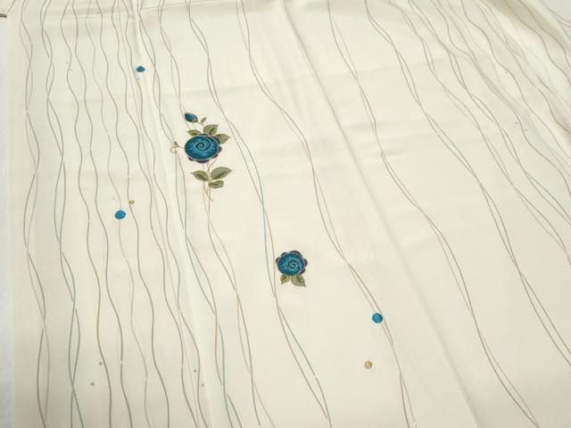 平和屋着物●訪問着 刺繍 よろけ縞 草花文 金糸 やまと誂製 正絹 逸品 未使用 CABI2166yc