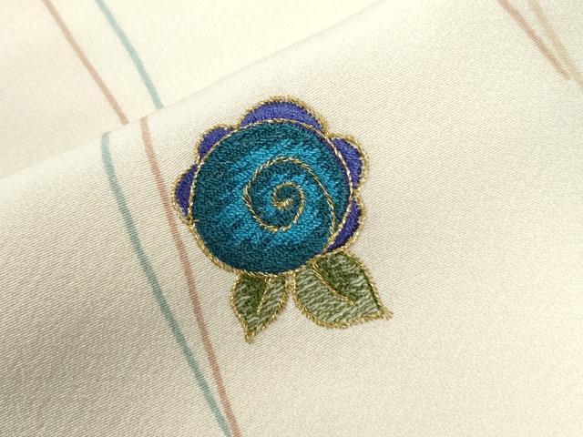 平和屋着物●訪問着 刺繍 よろけ縞 草花文 金糸 やまと誂製 正絹 逸品 未使用 CABI2166yc