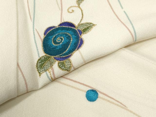 平和屋着物●訪問着 刺繍 よろけ縞 草花文 金糸 やまと誂製 正絹 逸品 未使用 CABI2166yc