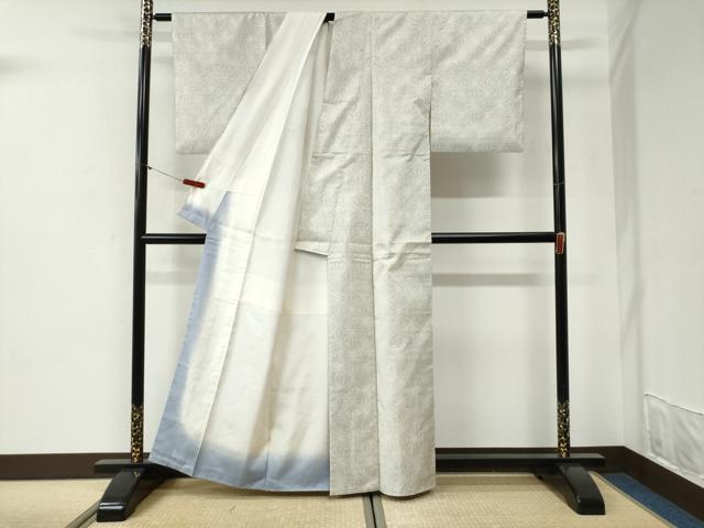 平和屋着物●本場大島紬 白大島 9マルキ 麻の葉文様 正絹 逸品 CABI2169yc