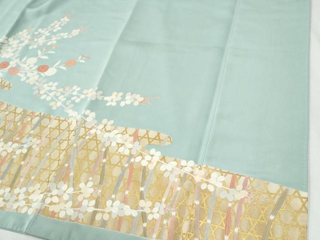 平和屋着物●訪問着 駒刺繍 網目木賊草花文 金彩 正絹 逸品 CABI2171yc