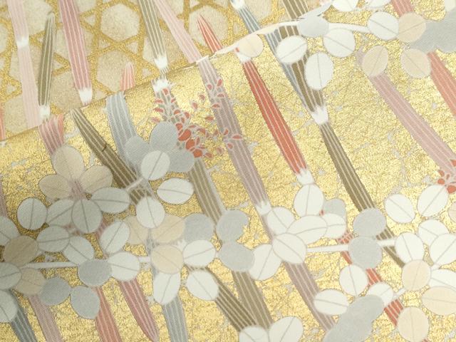 平和屋着物●訪問着 駒刺繍 網目木賊草花文 金彩 正絹 逸品 CABI2171yc