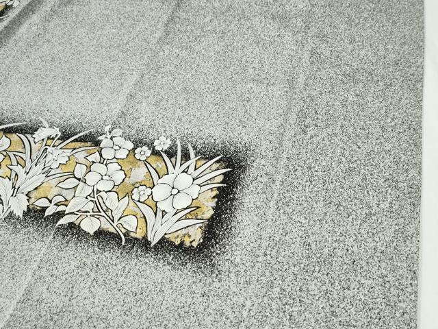 平和屋着物●訪問着 草花文 たたき染め 金銀彩 正絹 逸品 未使用 CABI2178yc
