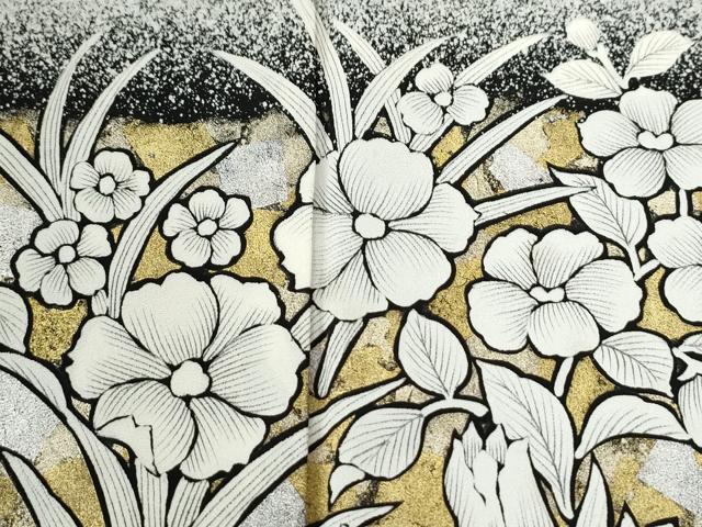 平和屋着物●訪問着 草花文 たたき染め 金銀彩 正絹 逸品 未使用 CABI2178yc