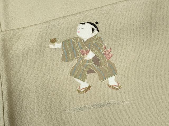 平和屋着物●中国三大刺繍 スワトウ刺繍 訪問着 童子遊び 暈し染め 金糸 正絹 逸品 CABI2180yc