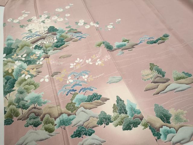 平和屋着物●訪問着 友禅 作家物 庭園風景文 暈し染め 正絹 逸品 CABI2188yc