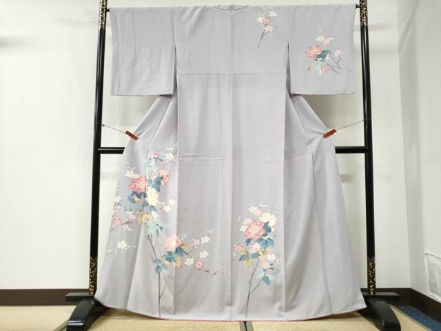 平和屋着物●訪問着 友禅 枝牡丹梅文 暈し染め 正絹 逸品 CABI2191yc