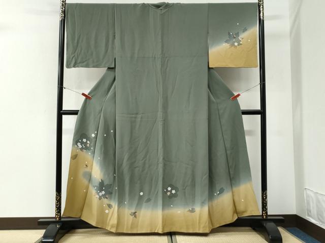 平和屋着物●訪問着 舞桜文 暈し染め 正絹 逸品 CABI2194yc